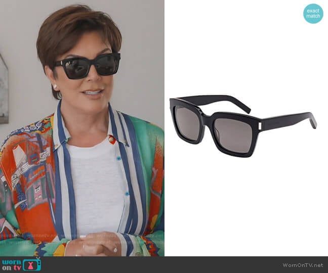 Saint Laurent Black Smoke Bold Sunglasses worn by Kris Jenner on Keeping Up with the Kardashians