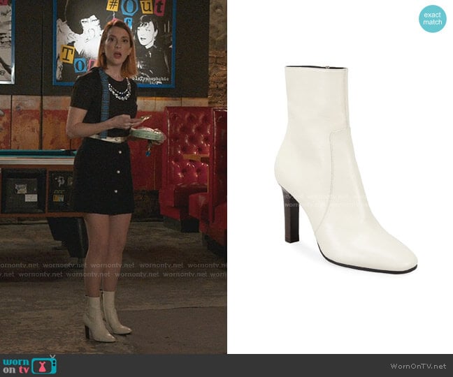 Saint Laurent Jane Leather Zip Booties worn by Lauren (Molly Bernard) on Younger