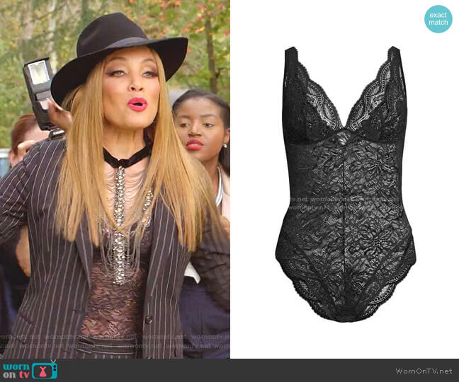 Simone Perele Eden Floral Lace Bodysuit worn by Dominique Deveraux (Michael Michele) on Dynasty
