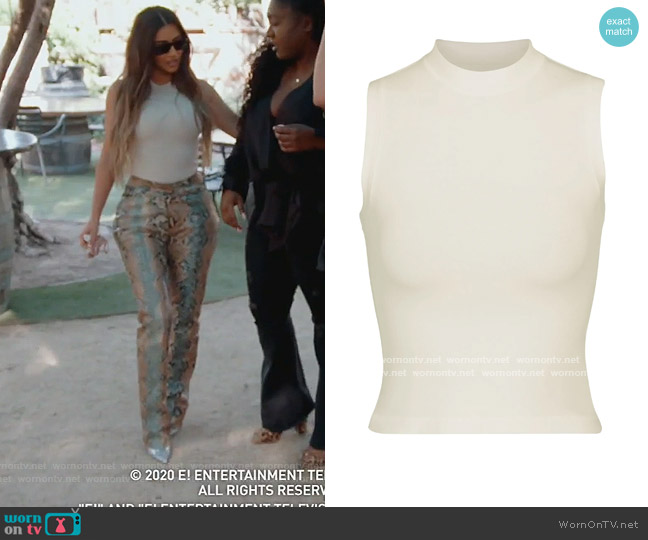 Skims Strech Cotton Jersey Mock Neck Tank worn by Kim Kardashian on Keeping Up with the Kardashians