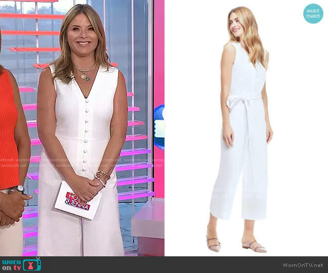 Pearl by Lela Rose Stretch Cotton Jumpsuit worn by Jenna Bush Hager on Today
