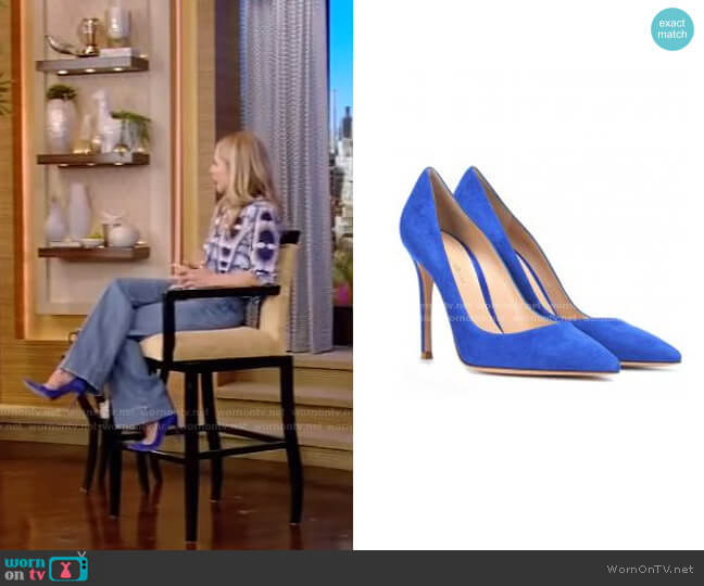 by Gianvito Rossi Suede Pumps worn by Kelly Ripa on Live with Kelly and Mark