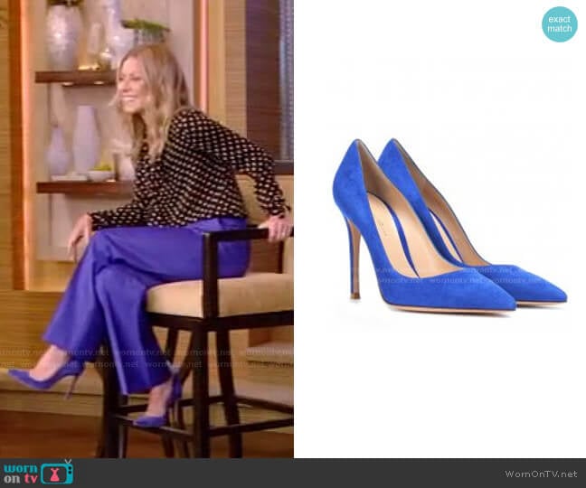 by Gianvito Rossi Suede Pumps worn by Kelly Ripa on Live with Kelly and Mark