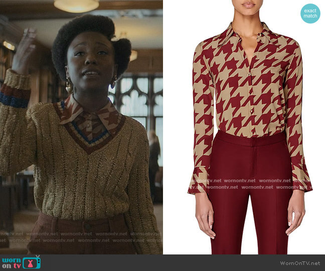 Suistudio Alec Houndstooth Silk Blouse