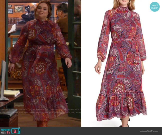 Tahari Printed Mock Neck Dress worn by Kristin Baxter (Amanda Fuller) on Last Man Standing