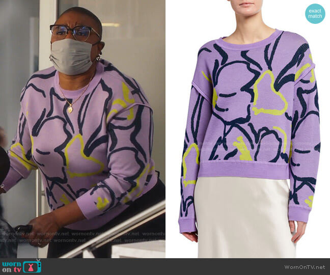 Tanya Taylor Eileen Squiggle Intarsia Knit Sweater worn by Henrietta Wilson (Aisha Hinds) on 9-1-1