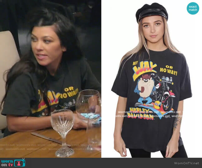 Harley Davidson Tasmanian Devel Printed Tee worn by Kourtney Kardashian on Keeping Up with the Kardashians