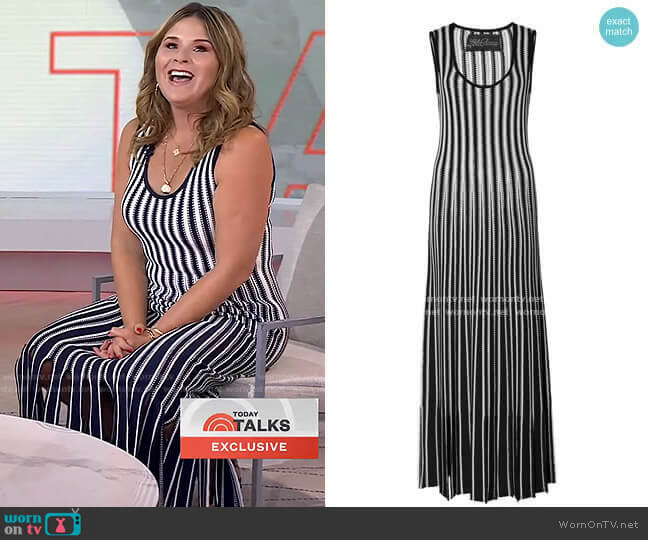 Lela Rose Tasseled Striped Crochet-Knit Midi Dress worn by Jenna Bush Hager on Today
