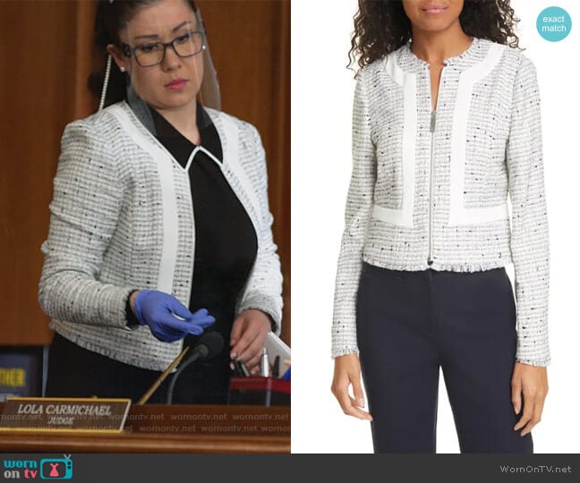 Ted Baker Adala Stripe Crop Jacket worn by Sherri Kansky (Ruthie Ann Miles) on All Rise