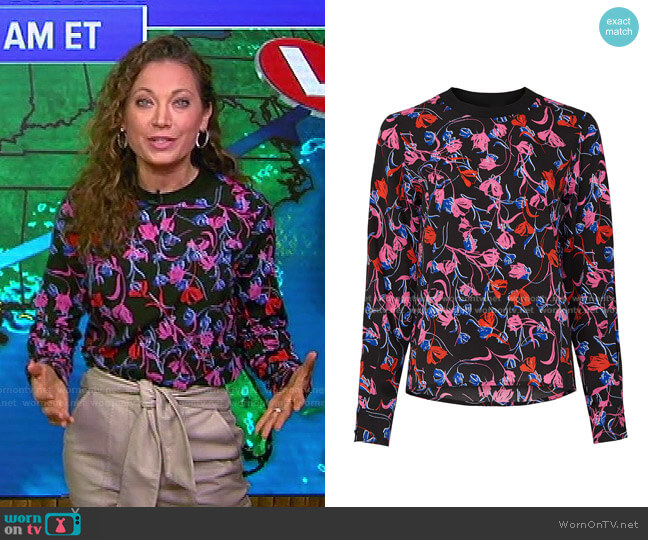 Thakoon Collective Tulip Floral Top worn by Ginger Zee on Good Morning America