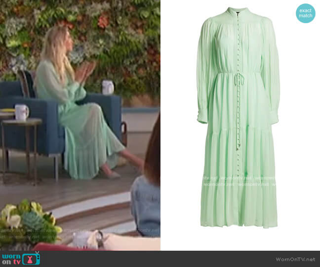 The Kooples Long-Sleeve Semi-Sheer Tiered Maxi Dress worn by Amanda Kloots on The Talk