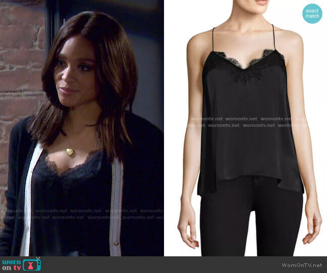 Cami NYC The Racer Top in Black worn by Lani Price (Sal Stowers) on Days of our Lives