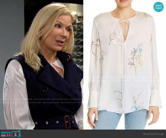 Theory Nature Silk Chiffon Tunic worn by Brooke Logan (Katherine Kelly Lang) on The Bold and the Beautiful