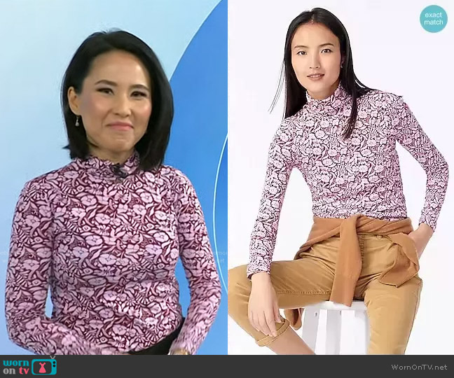 J. Crew Tissue Turtleneck in Vintage Floral worn by Vicky Nguyen on Today