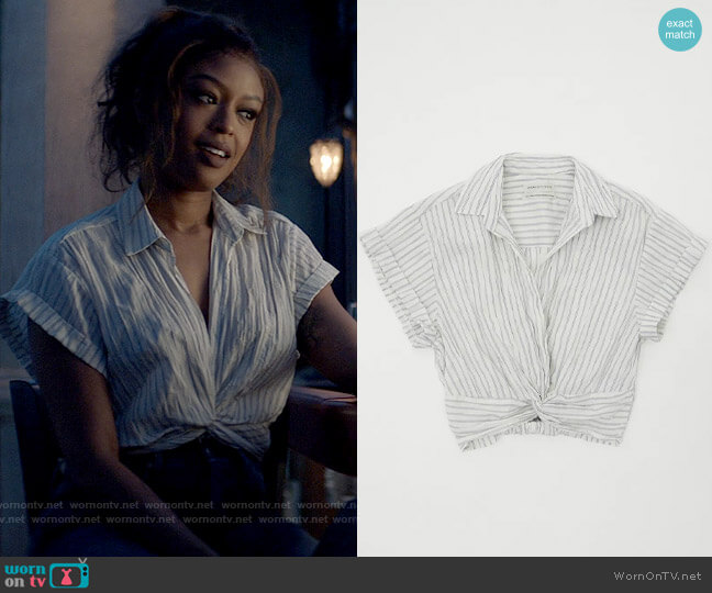 Urban Outfitters Tuli Twist-Front Shirt worn by Ryan Wilder (Javicia Leslie) on Batwoman
