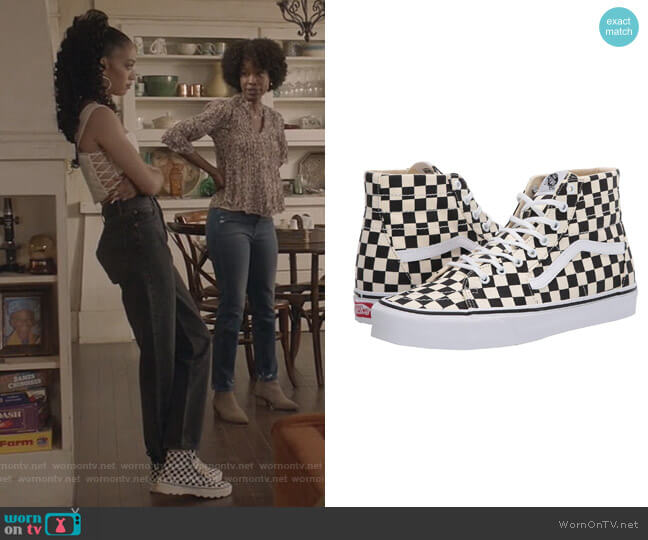 Vans Tapered Checkerboard Sneakers worn by Olivia Baker (Samantha Logan) on All American