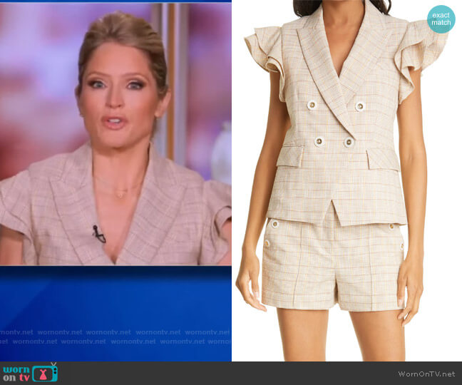 Veronica Beard Double Breasted Plaid Vest worn by Sara Haines on The View