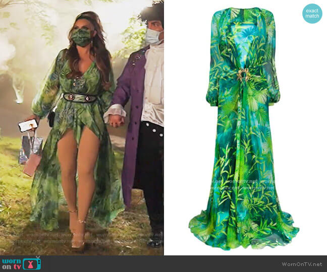 Versace Jungle floor-length dress worn by Jennifer Aydin on The Real Housewives of New Jersey