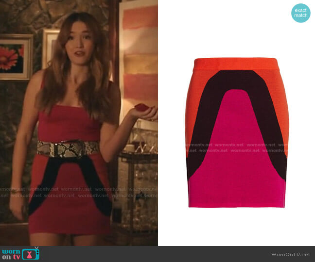 Victor Glemaud Colorblocking Merino Wool Pencil Skirt worn by Kirby Anders (Maddison Brown) on Dynasty