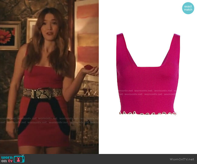 Victor Glemaud Cropped Lettuce Edge Merino Wool Tank Top worn by Kirby Anders (Maddison Brown) on Dynasty