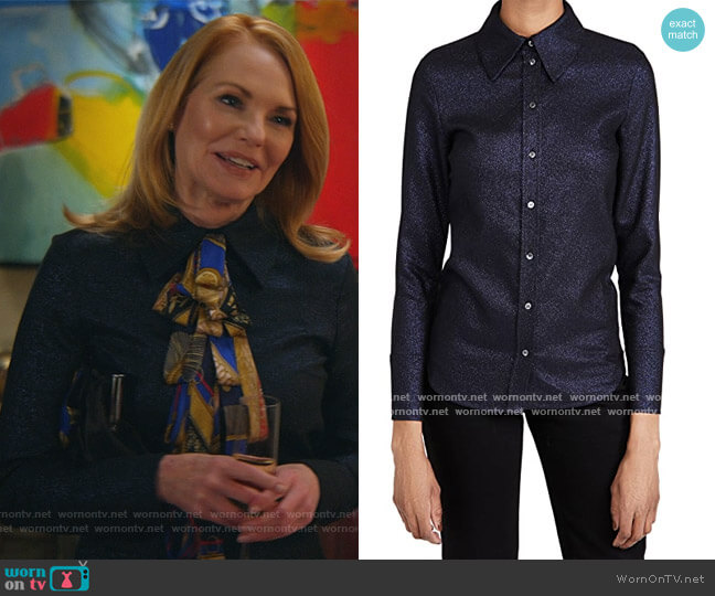 Victoria Victoria Beckham Fitted Metallic Tailoring Shirt worn by Lisa Benner (Marg Helgenberger) on All Rise