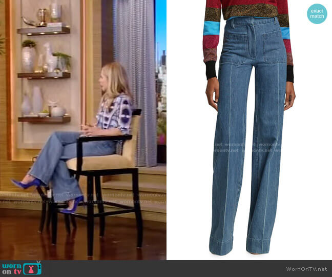 Victoria Beckham High-Waisted Patch Pocket Jeans worn by Kelly Ripa on Live with Kelly and Mark