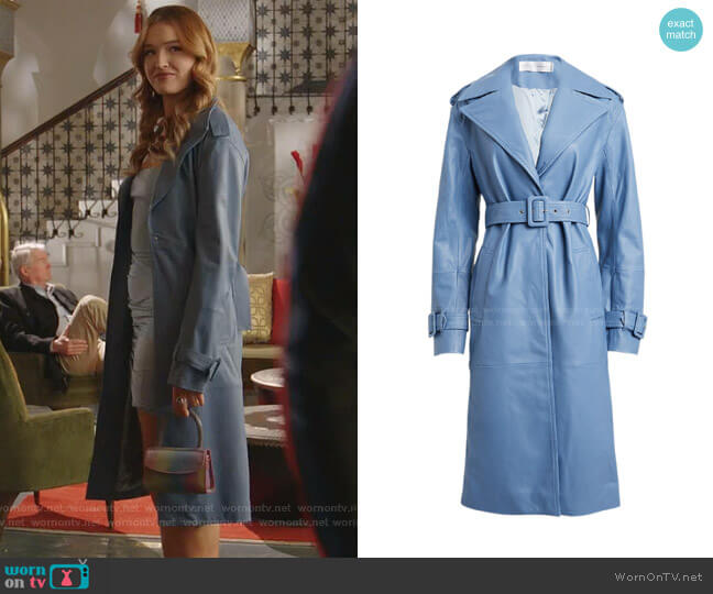 Victoria Victoria Beckham Leather Belted Trench Coat worn by Kirby Anders (Maddison Brown) on Dynasty
