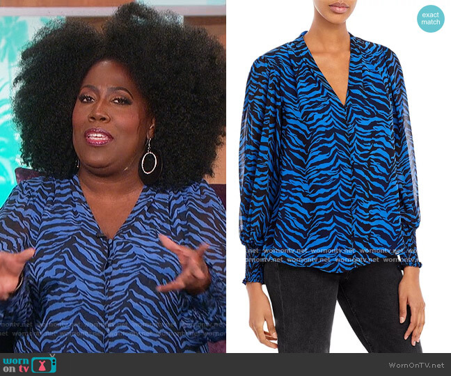 Vince Camuto Zebra Print Blouse worn by Sheryl Underwood on The Talk