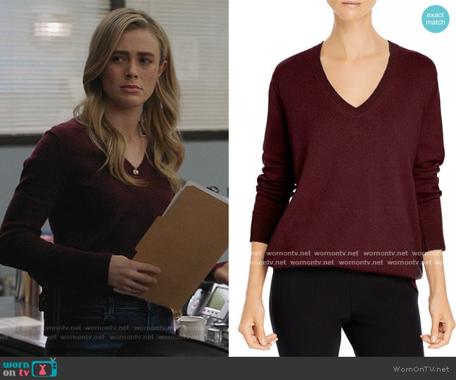 Vince Weekend V Neck Cashmere Sweater worn by Michaela Stone (Melissa Roxburgh) on Manifest