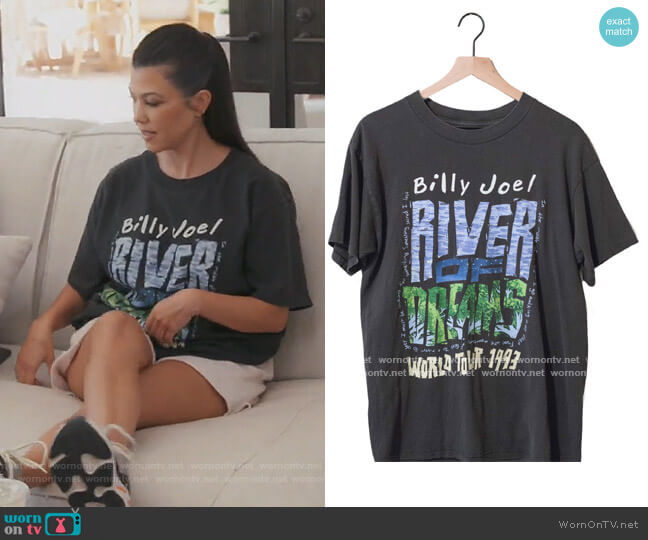 American Vintage Vintage Billy Joel River of Dreams Tour Tee worn by Kourtney Kardashian on Keeping Up with the Kardashians