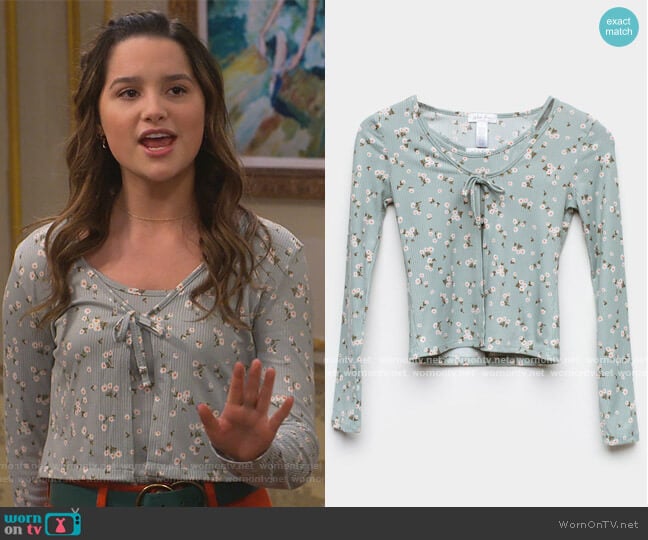 White Fawn Floral Tie Front Girls Cardigan and Tank Set worn by Lex (Jules LeBlanc) on Side Hustle