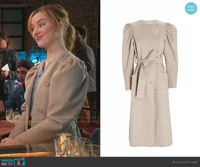 Ulla Johnson Wren Puff Sleeve Wool Coat worn by Clare O'Brien (Phoebe Dynevor) on Younger
