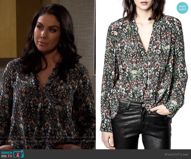 Zadig & Voltaire Tink Kaleido Floral Tunic Top worn by Chloe Lane (Nadia Bjorlin) on Days of our Lives
