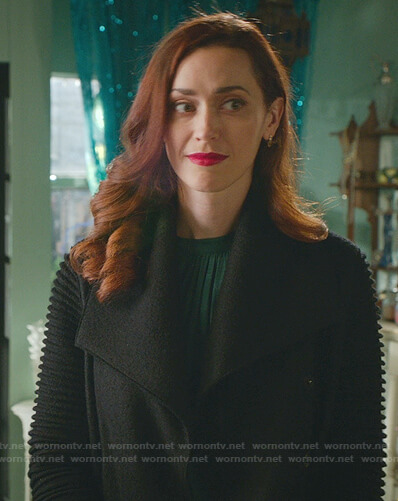 Abigail’s black ribbed sleeve jacket on Good Witch