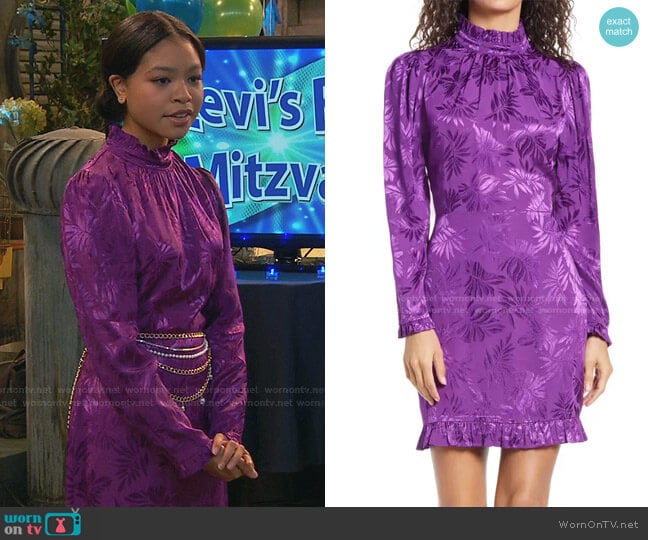 Adelyn Rae Zoe Floral Long Sleeve Minidress worn by Nia Baxter (Navia Robinson) on Ravens Home