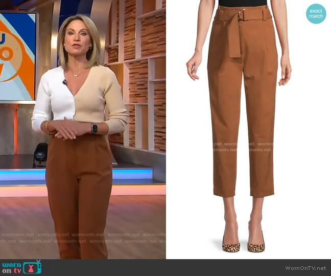 A.L.C. Diego Belted Cropped Pants worn by Amy Robach on Good Morning America