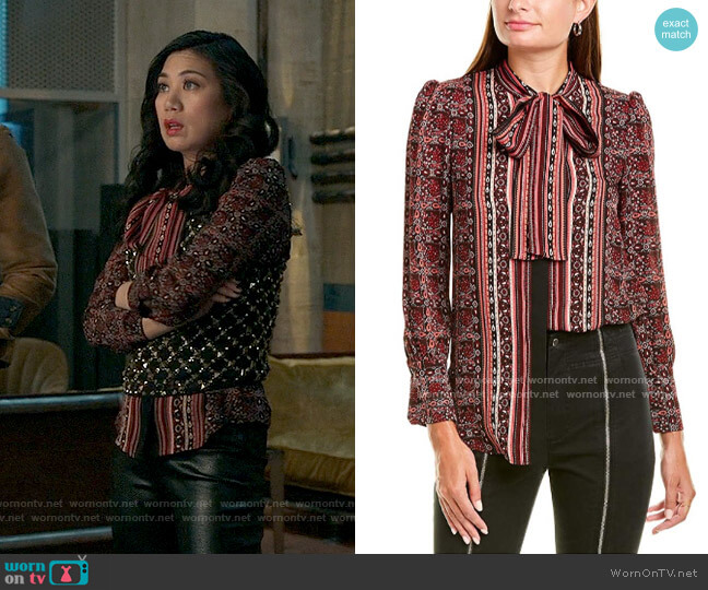 A.L.C. Leslie Blouse worn by Melody Bayani (Liza Lapira) on The Equalizer