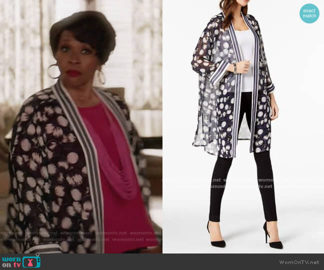 Alfani Printed Sheer Kimono Top