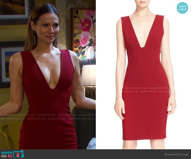 Alice + Olivia Esmira Fitted V-Neck Dress worn by Ava Vitali (Tamara Braun ) on Days of our Lives