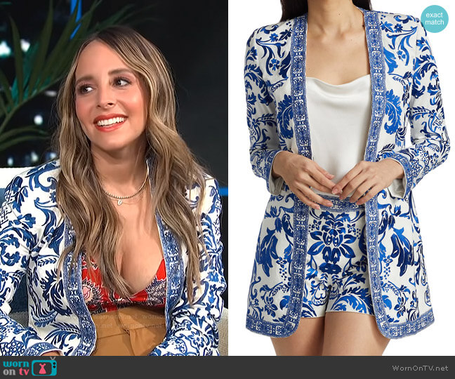 Alice + Olivia Chriselle Embroidered Longline Blazer worn by Lilliana Vazquez on E! News