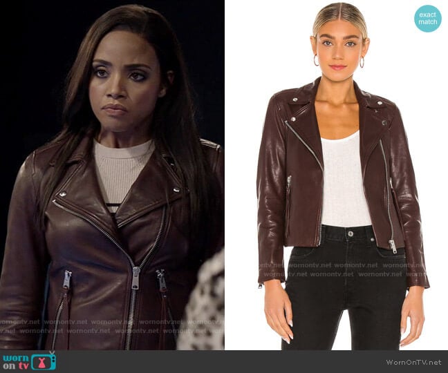 All Saints Dalby Jacket in Oxblood Brown worn by Sophie Moore (Meagan Tandy) on Batwoman