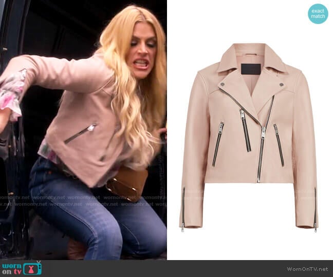 All Saints Kassia Jacket in Peony Pink worn by Summer Dutkowsky (Busy Philipps) on Girls5eva