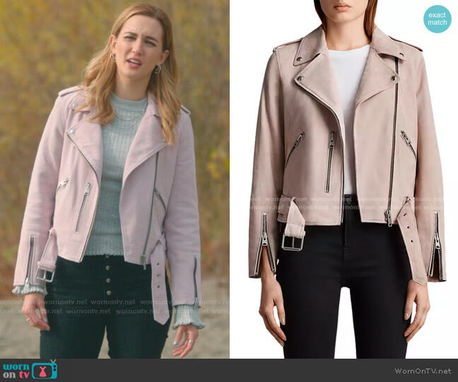 All Saints Balfern Biker Jacket worn by Joy Harper (Katherine Barrell) on Good Witch