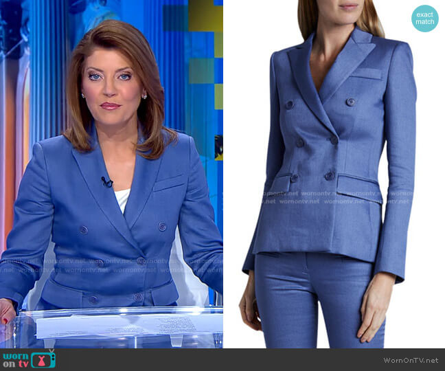 Altuzarra Indiana Linen Jacket worn by Norah O'Donnell on CBS Evening News