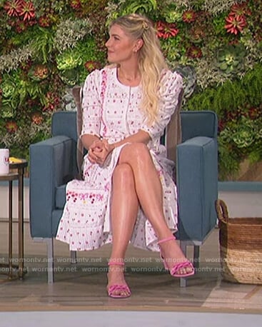 Amanda’s white floral printed dress on The Talk