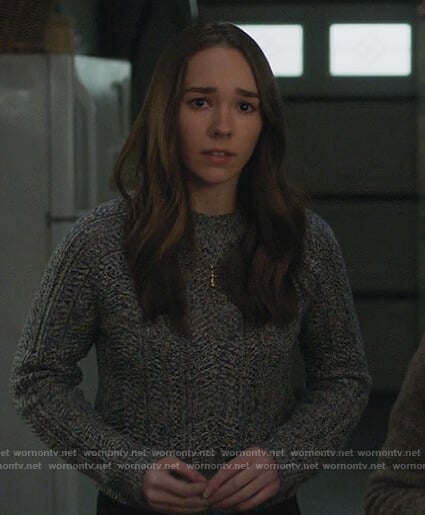 Angelina’s blue marled sweater on Manifest