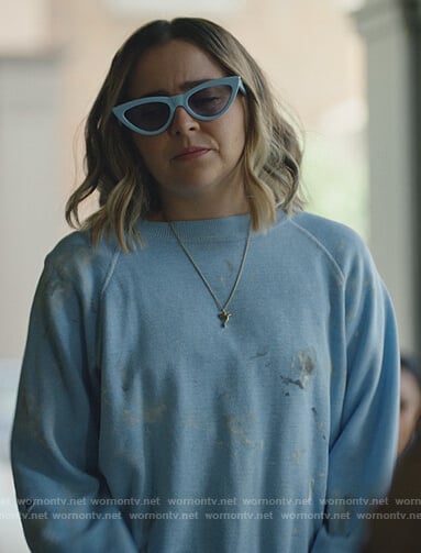 Annie’s blue eyecat sunglasses on Good Girls