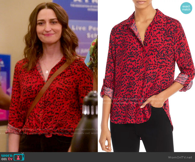 Aqua Elisa Animal Print Blouse worn by Dawn Solano (Sara Bareilles) on Girls5eva