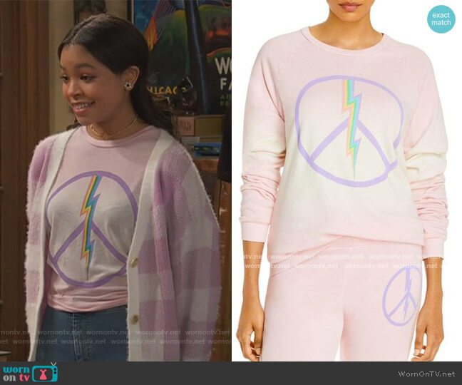 Aqua Lauren Moshi x AQUA Electric Peace Sweatshirt worn by Nia Baxter (Navia Robinson) on Ravens Home