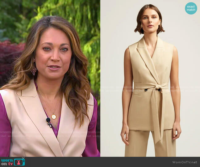 Argent Belted Vest worn by Ginger Zee on Good Morning America